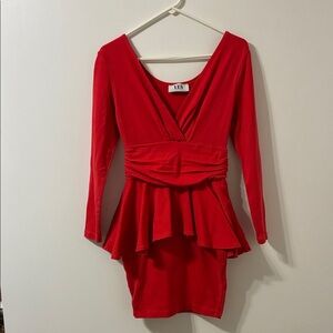 Yes clothing Vibrant Red Long Sleeve Dress